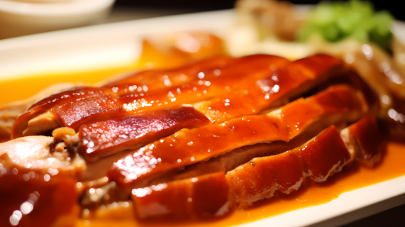 美食北京烤鸭切片摄影图片
