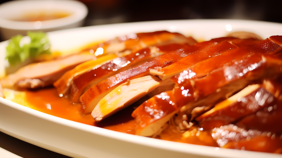 北京烤鸭切片摄影图片