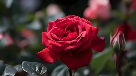 花园里最漂亮的一朵玫瑰花摄影图