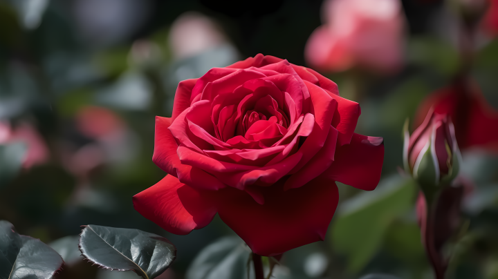 花园里最漂亮的一朵玫瑰花摄影图版权图片下载
