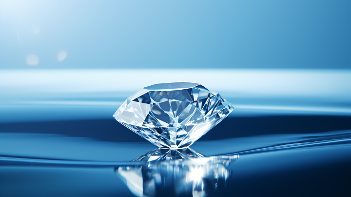蓝色水面上的钻石摄影版权图片下载