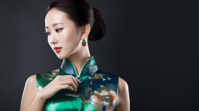 中国文化中的旗袍摄影图片