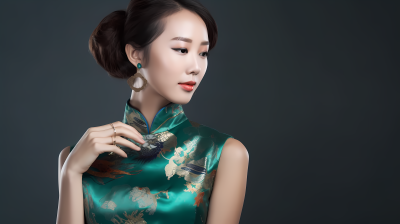 中国文化中的旗袍永恒美的风格的摄影图片