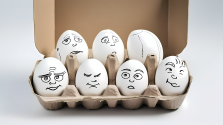 卡通表情鸡蛋盒摄影图片