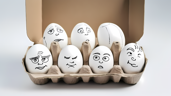 卡通表情鸡蛋盒摄影版权图片下载