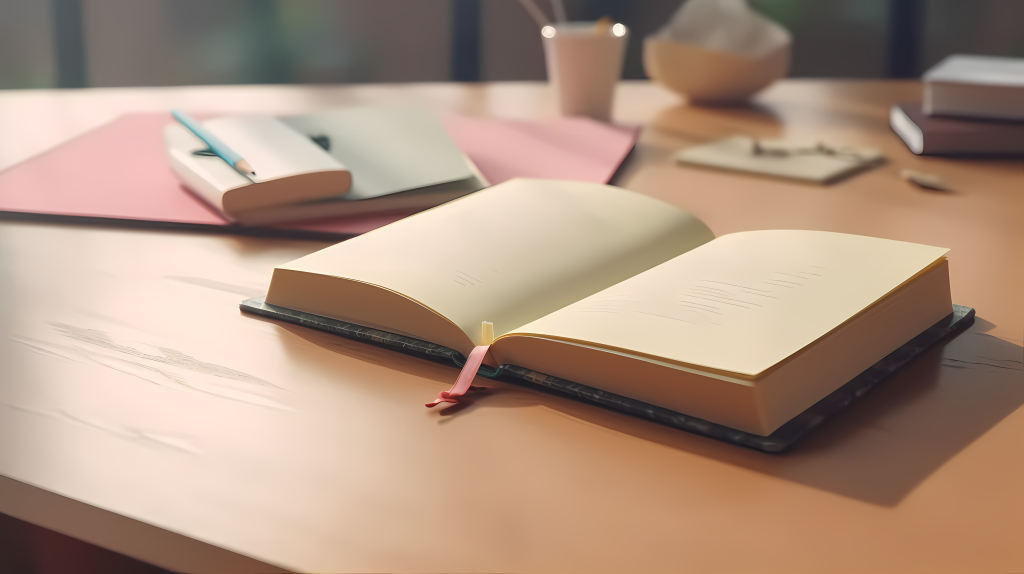 书桌上摊开的书籍摄影图版权图片下载