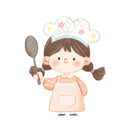 可爱女孩卡通厨师素材