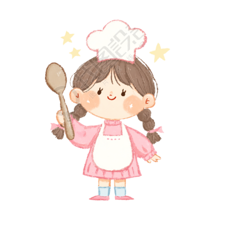 可爱女孩卡通厨师插图