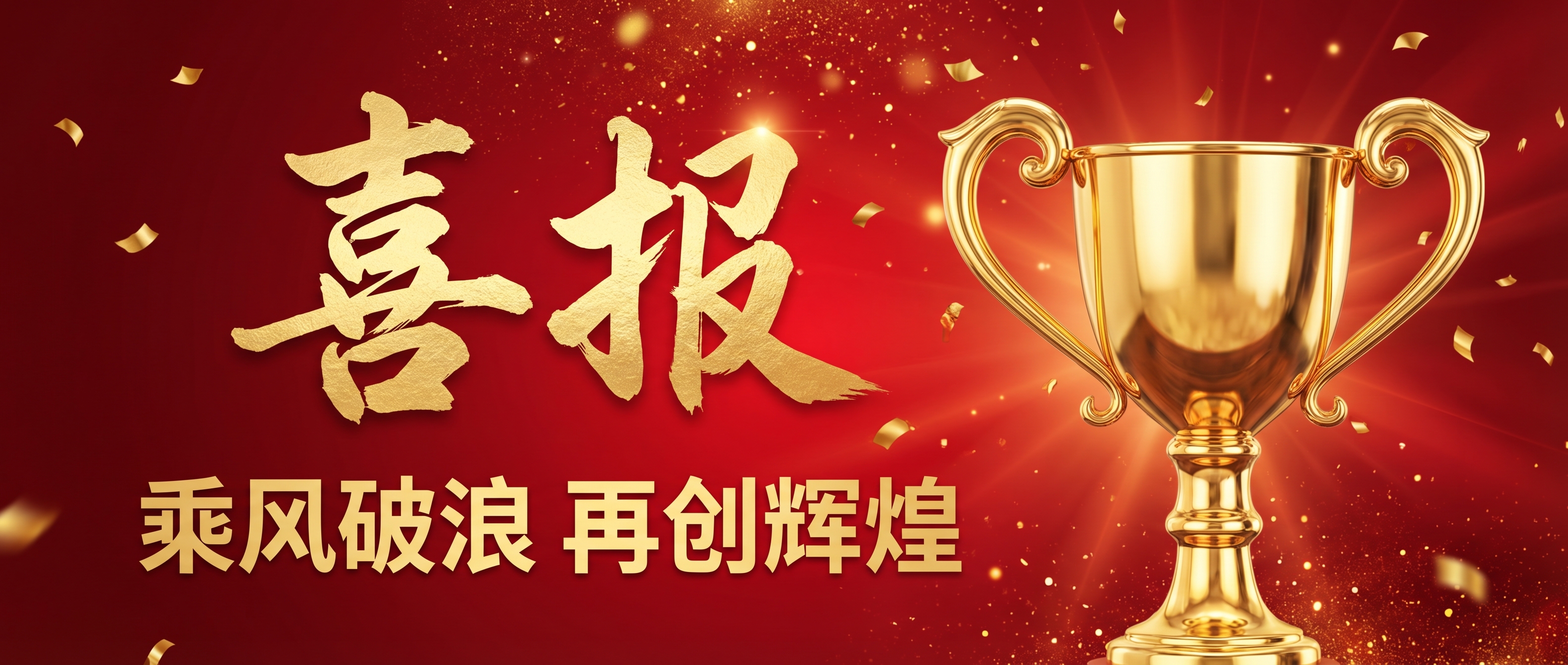 红色喜报创意奖杯微信公众号首图