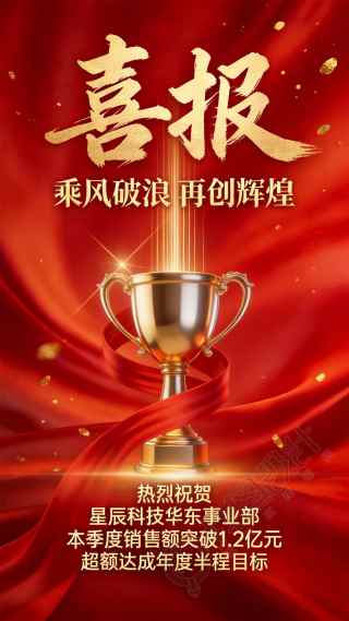 乘风破浪再创辉煌喜报创意手机海报