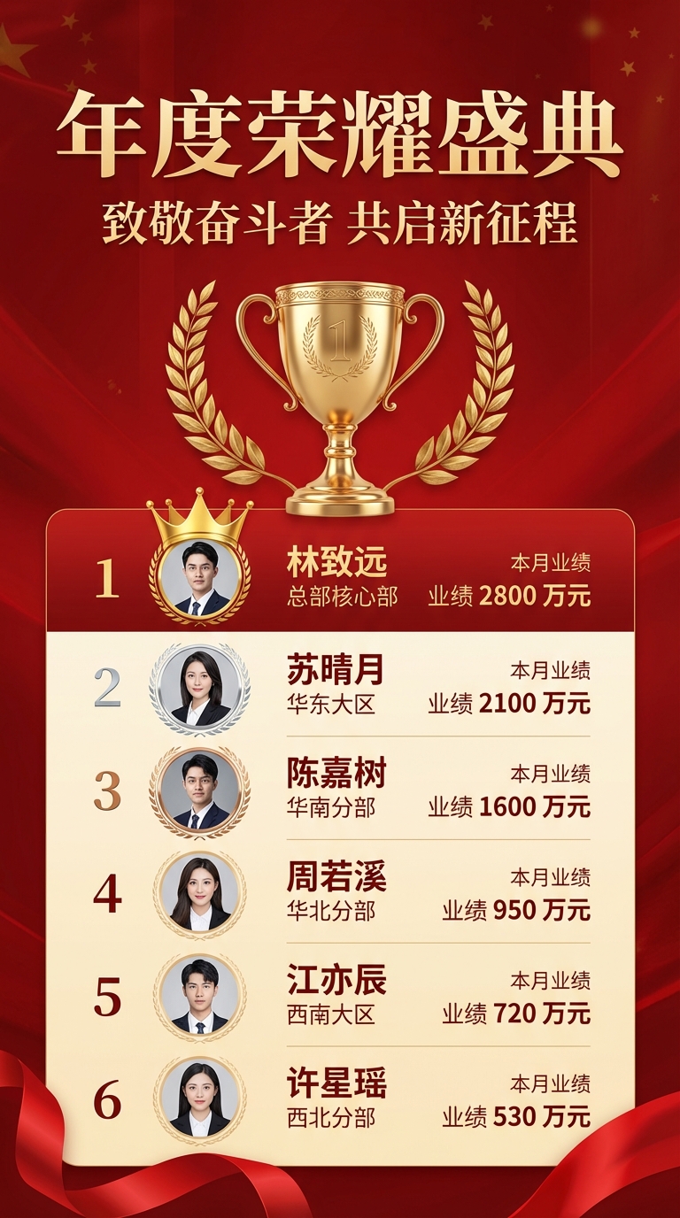 年度荣耀盛典红色创意手机海报