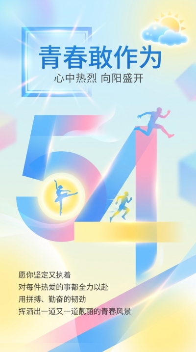 五四青年节青春敢作为手机海报
