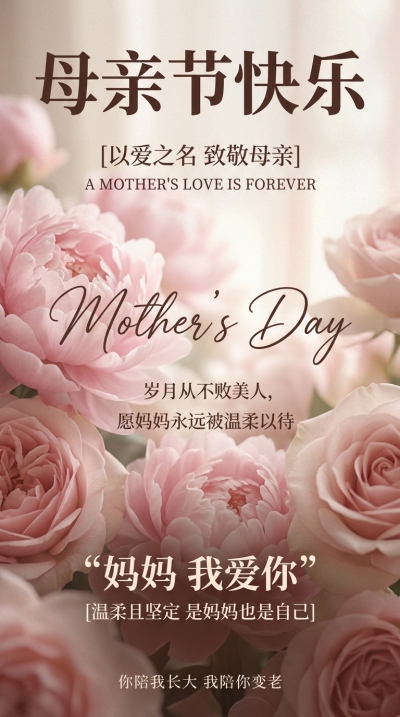 母亲节快乐感激母恩创意手机海报