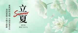 立夏节气工笔画荷花微信公众号首图