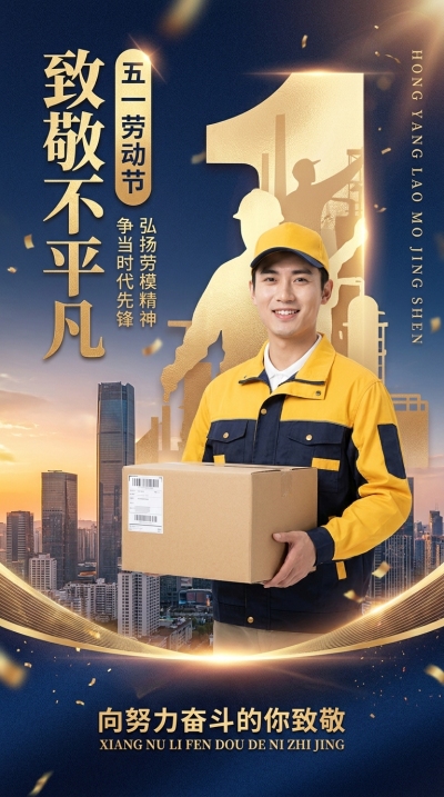劳动节优秀人物实景宣传手机海报