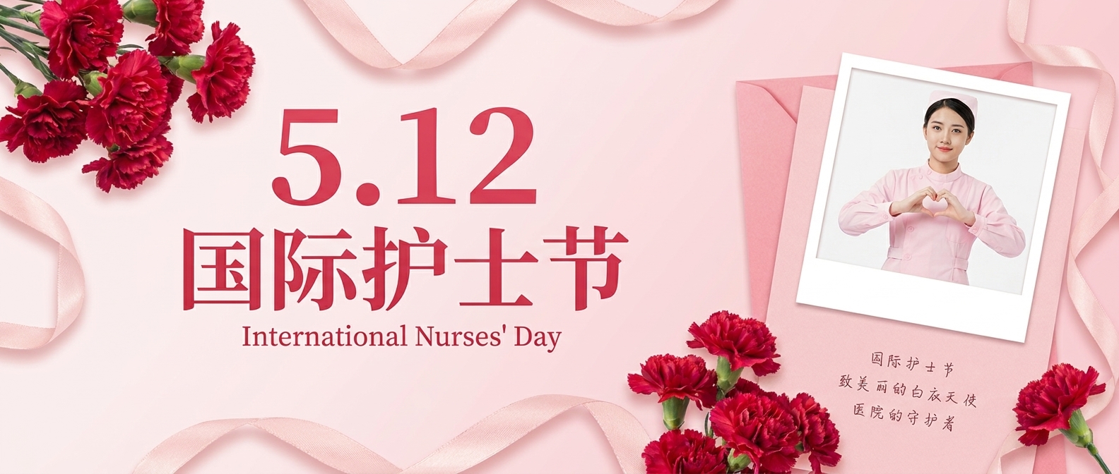 国际护士节粉色渐变微信公众号首图