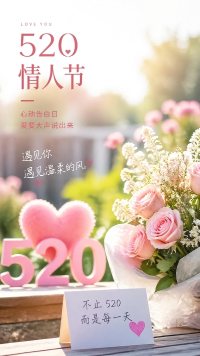 520情人节温馨告白季手机海报