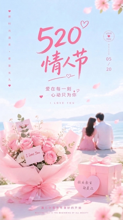 520情人节爱在每一刻手机海报