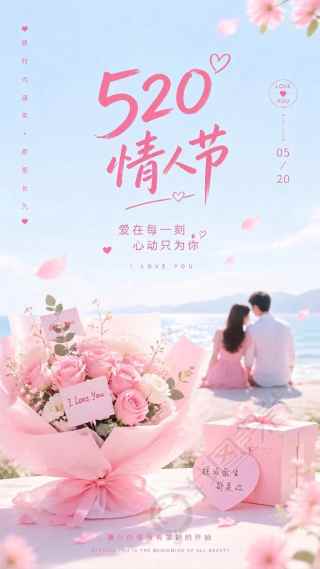 520情人节爱在每一刻手机海报