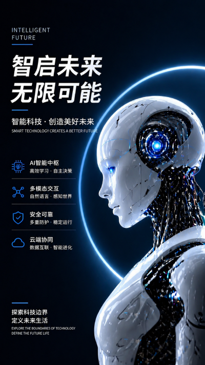 智能机器人智能科技创意宣传手机海报