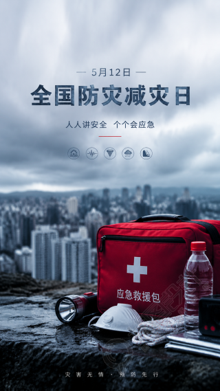 全国防灾减灾日应急演练手机海报