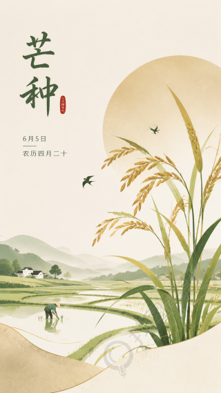 24节气芒种播种希望手机海报