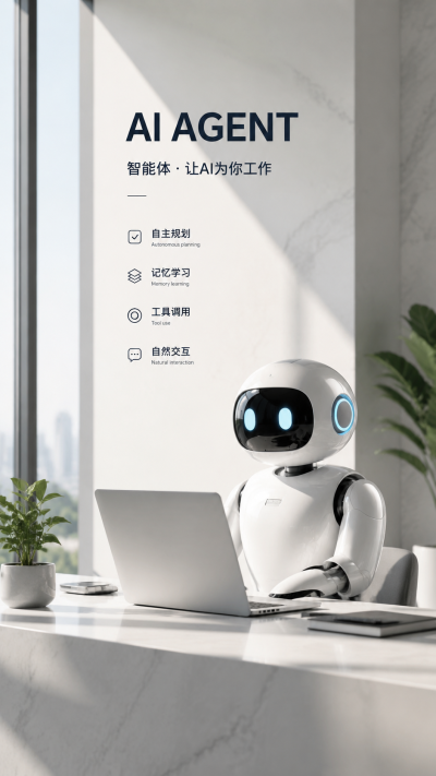 AI智能体让AI为你工作简约手机海报