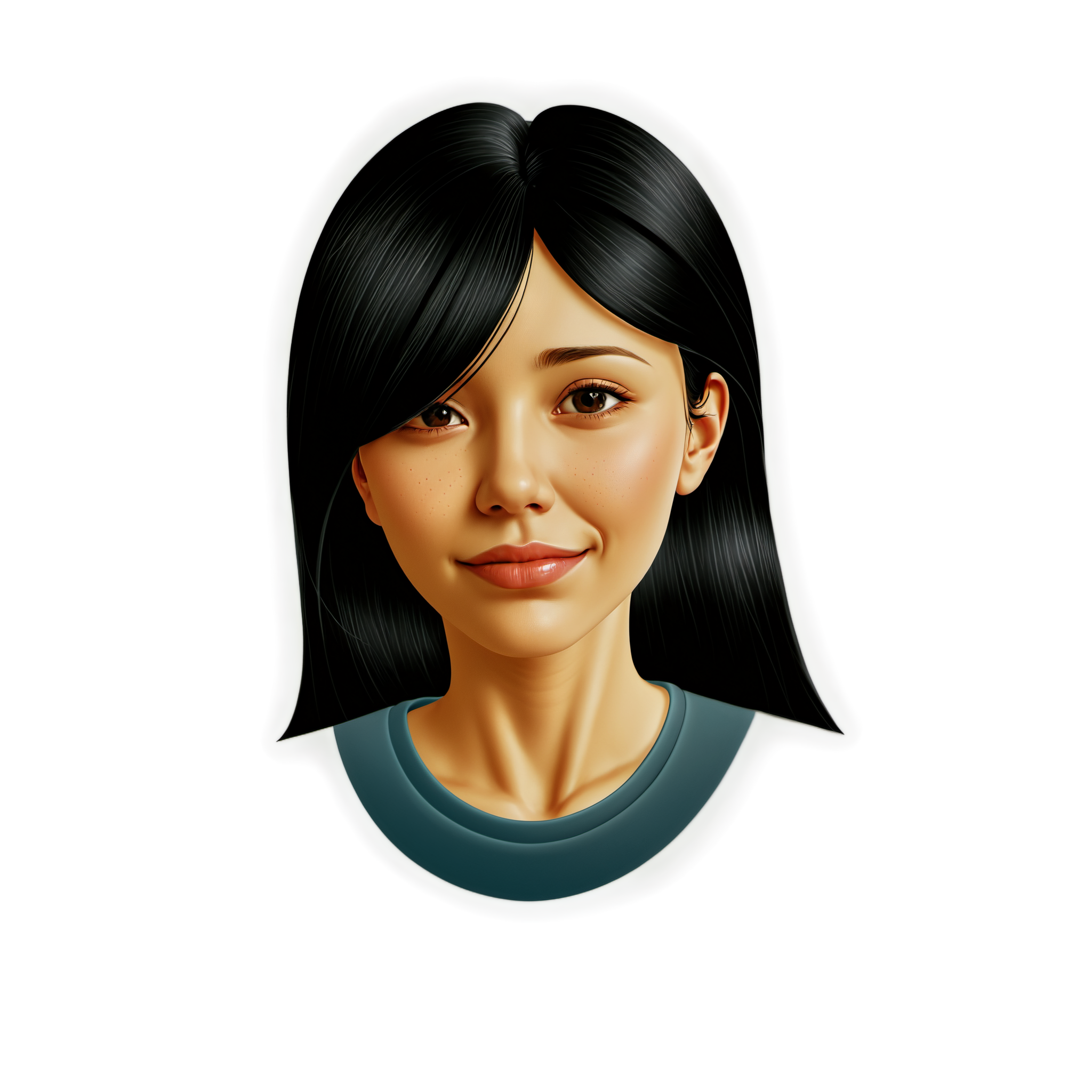 插画女头像png素材