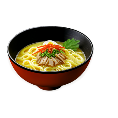 日本美食拉面料理的白色背景素材