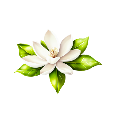 水彩白底玉兰花盛开素材