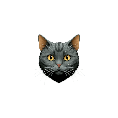 灰猫头像插画素材