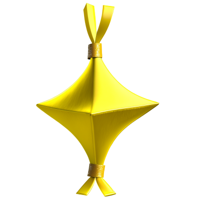 透明背景下的金色Ketupat 3D渲染素材