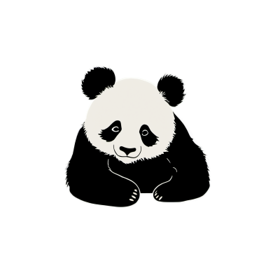 可爱的水彩熊猫族群透明背景素材