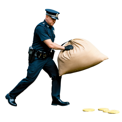 警察击打沙袋卡通透明背景素材