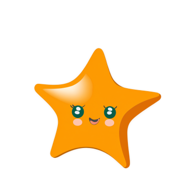 橙色背景卡通星星按钮