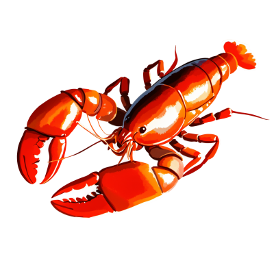 水彩风格龙虾海鲜透明背景插画