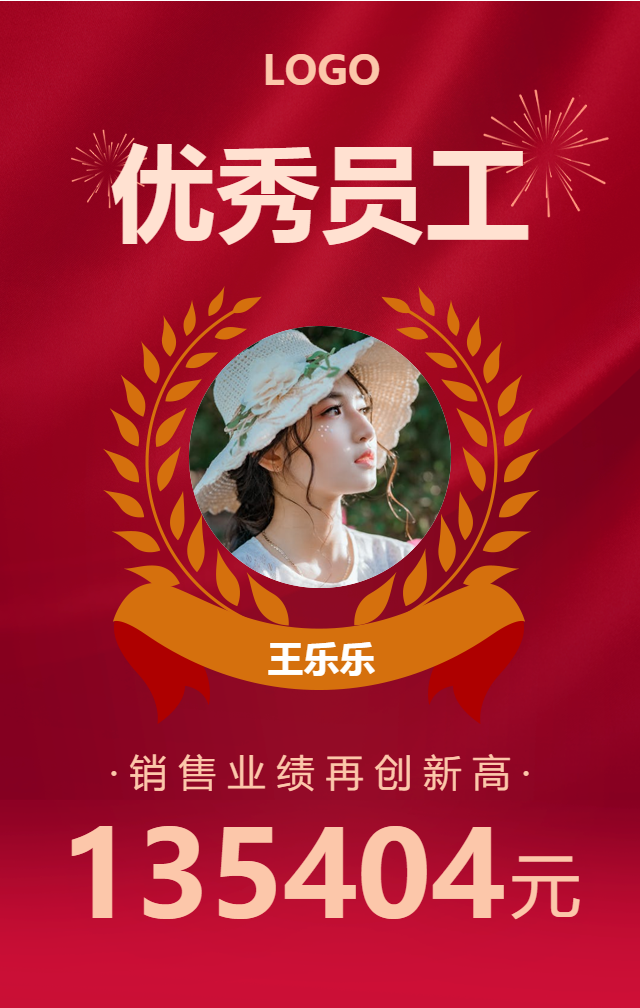 优秀员工喜报手机海报