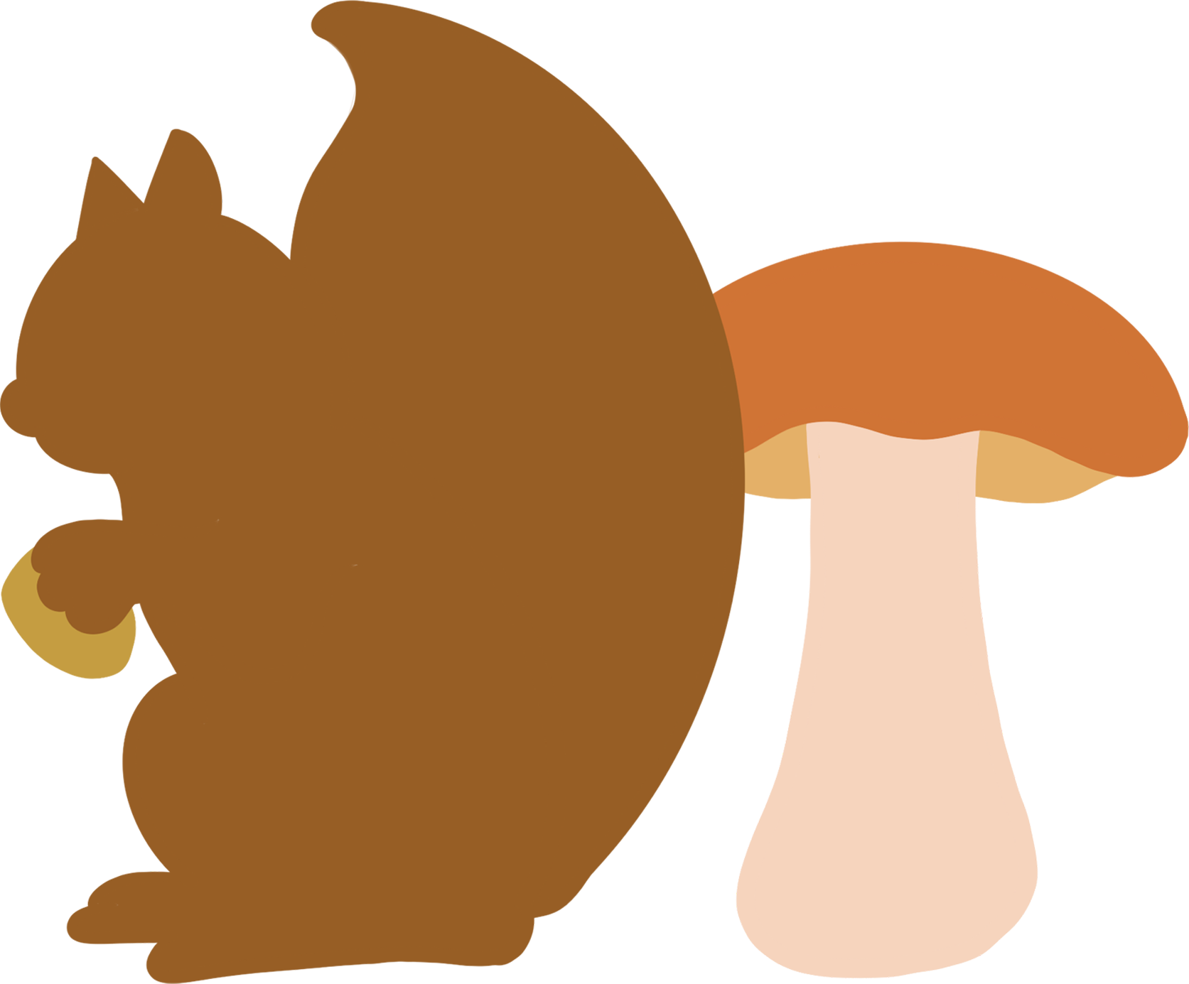 松鼠蘑菇图片插画作品怎么画?