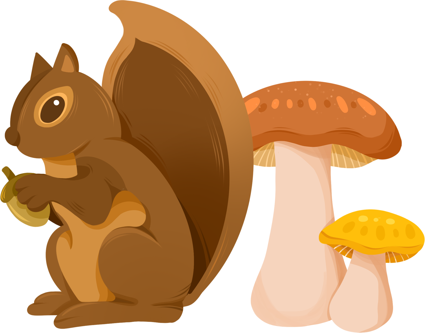 松鼠蘑菇图片插画作品怎么画?