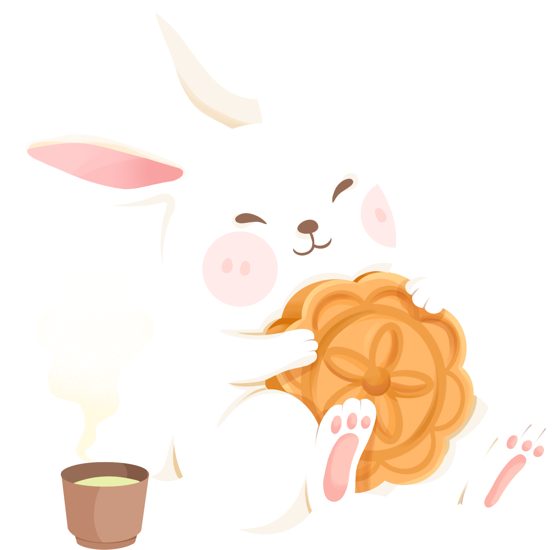 兔子抱月饼简笔画图片