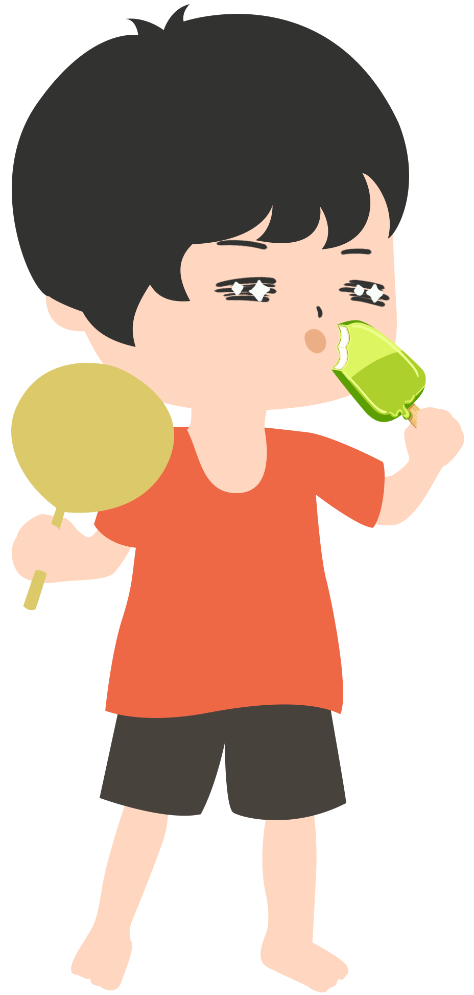 吃雪糕的小孩绘画作品制作步骤！