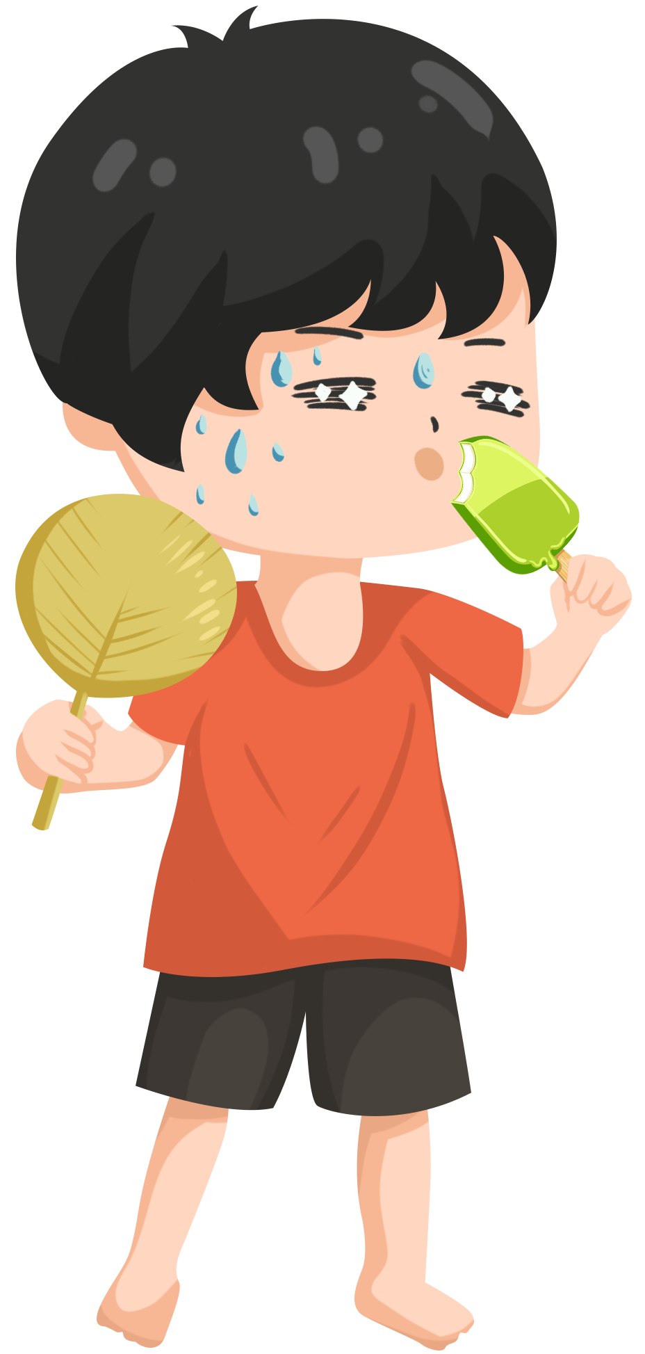 吃雪糕的小孩绘画作品制作步骤！