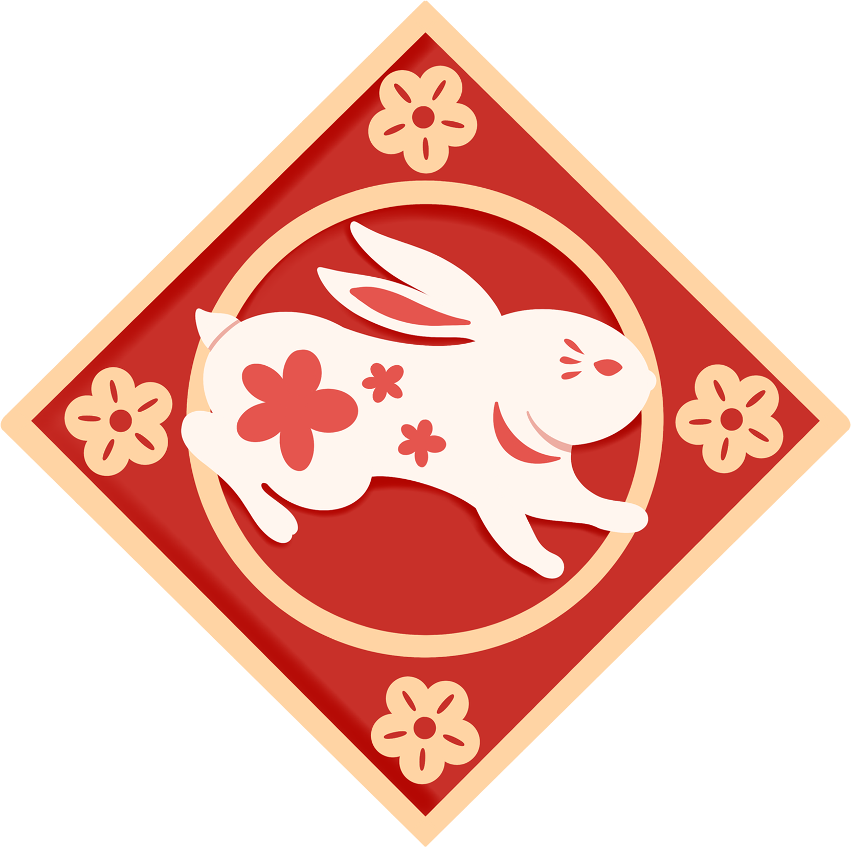 菱形兔子剪纸图片插画教程如何绘制?