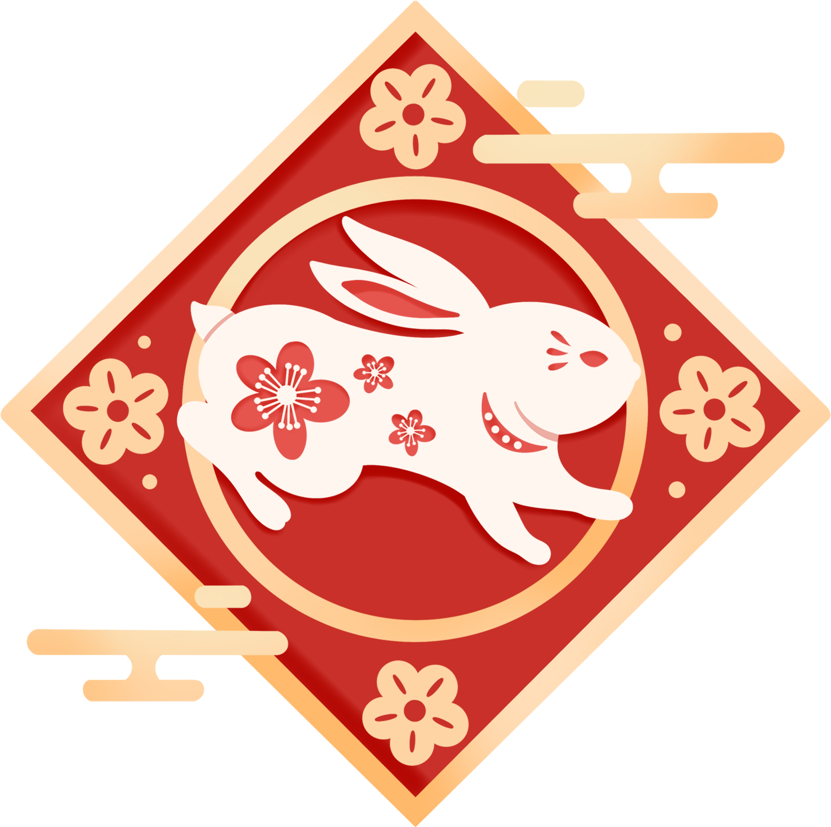 菱形兔子剪纸图片插画教程如何绘制?