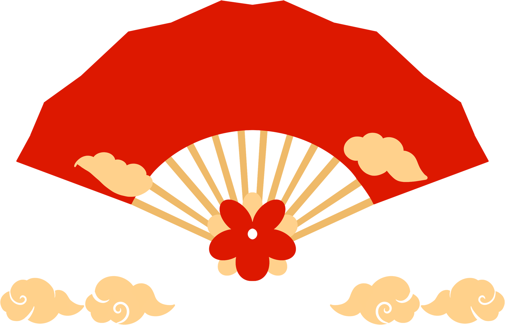 扇子两只兔子剪纸图片插画简单怎么画？