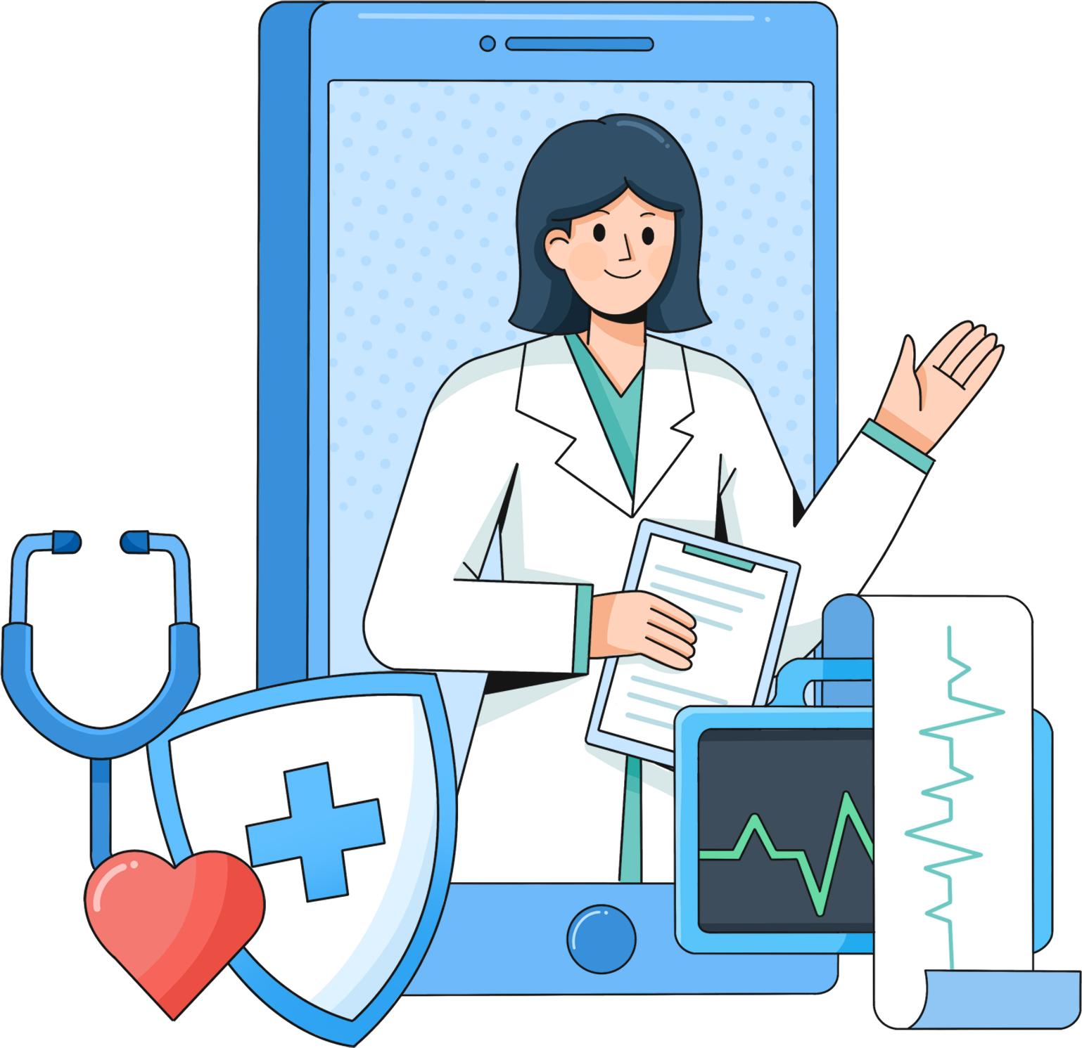 医生插画高清图片如何画？