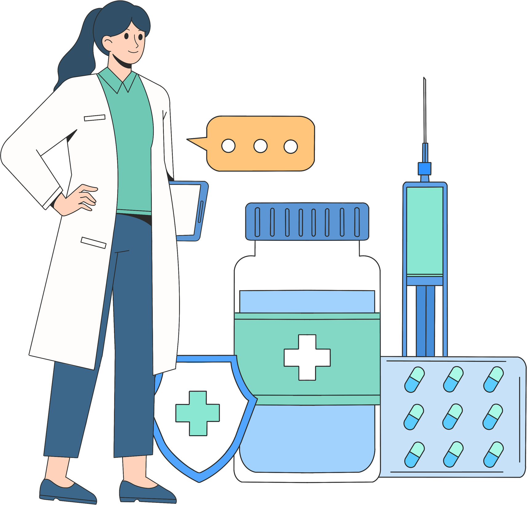 医生医疗药品图片插画素材制作步骤!