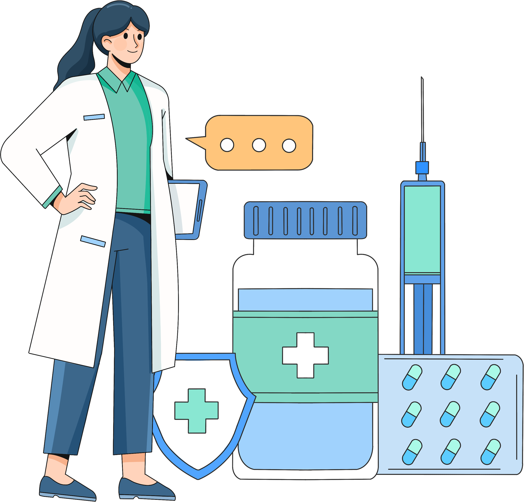 医生医疗药品图片插画素材制作步骤!