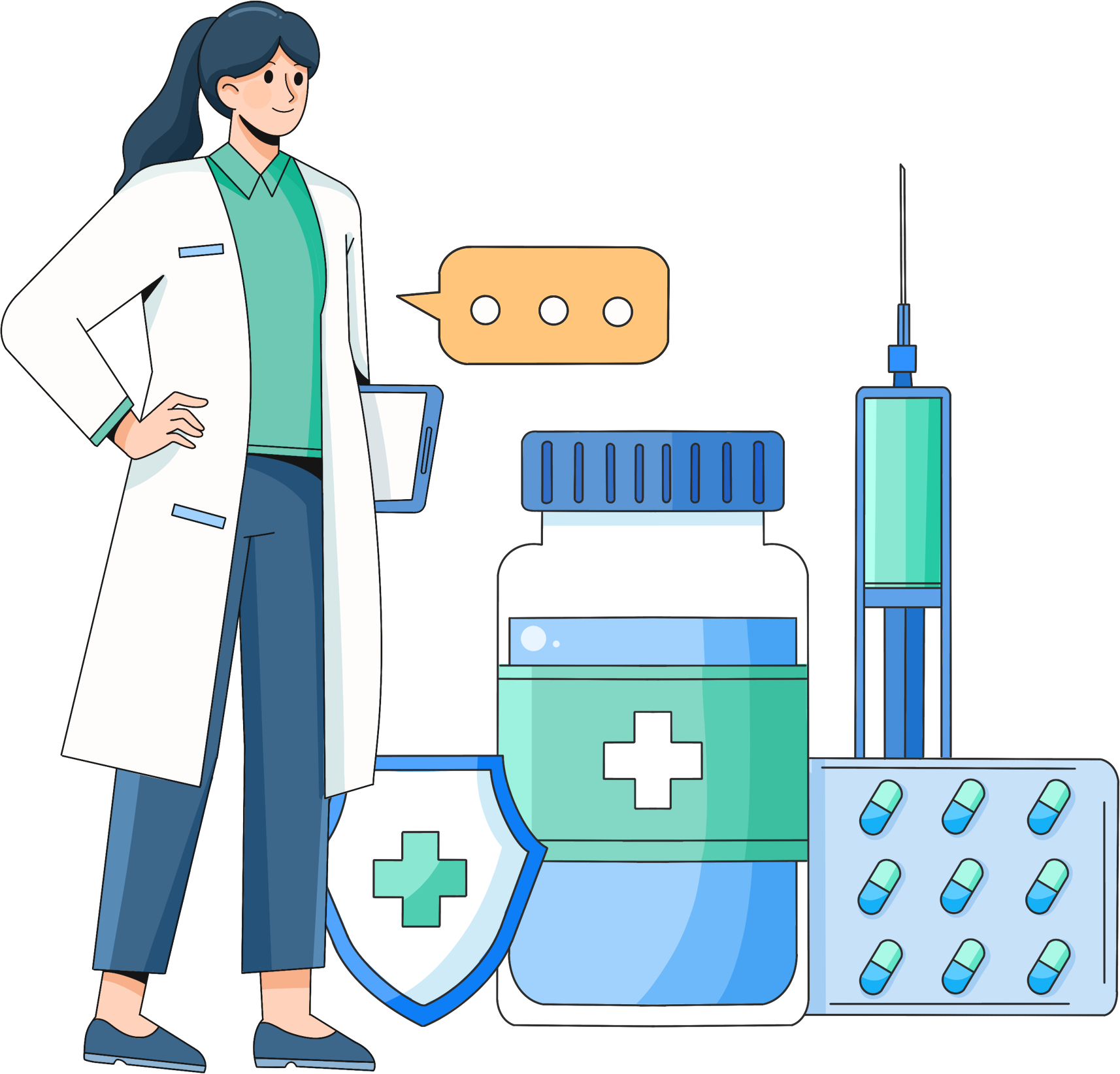 医生医疗药品图片插画素材制作步骤!