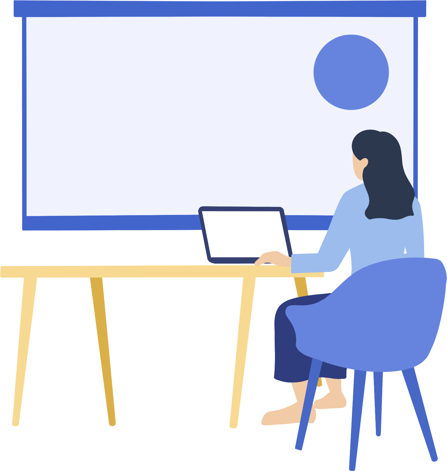 双人面试办公商务图片绘画如何画？